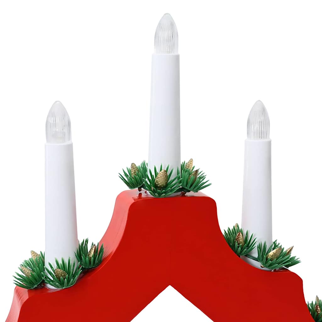 Weihnachtskerzenbrücke mit 7 LEDs 3 pcs Rot 39,5 x 5 x 29 cm
